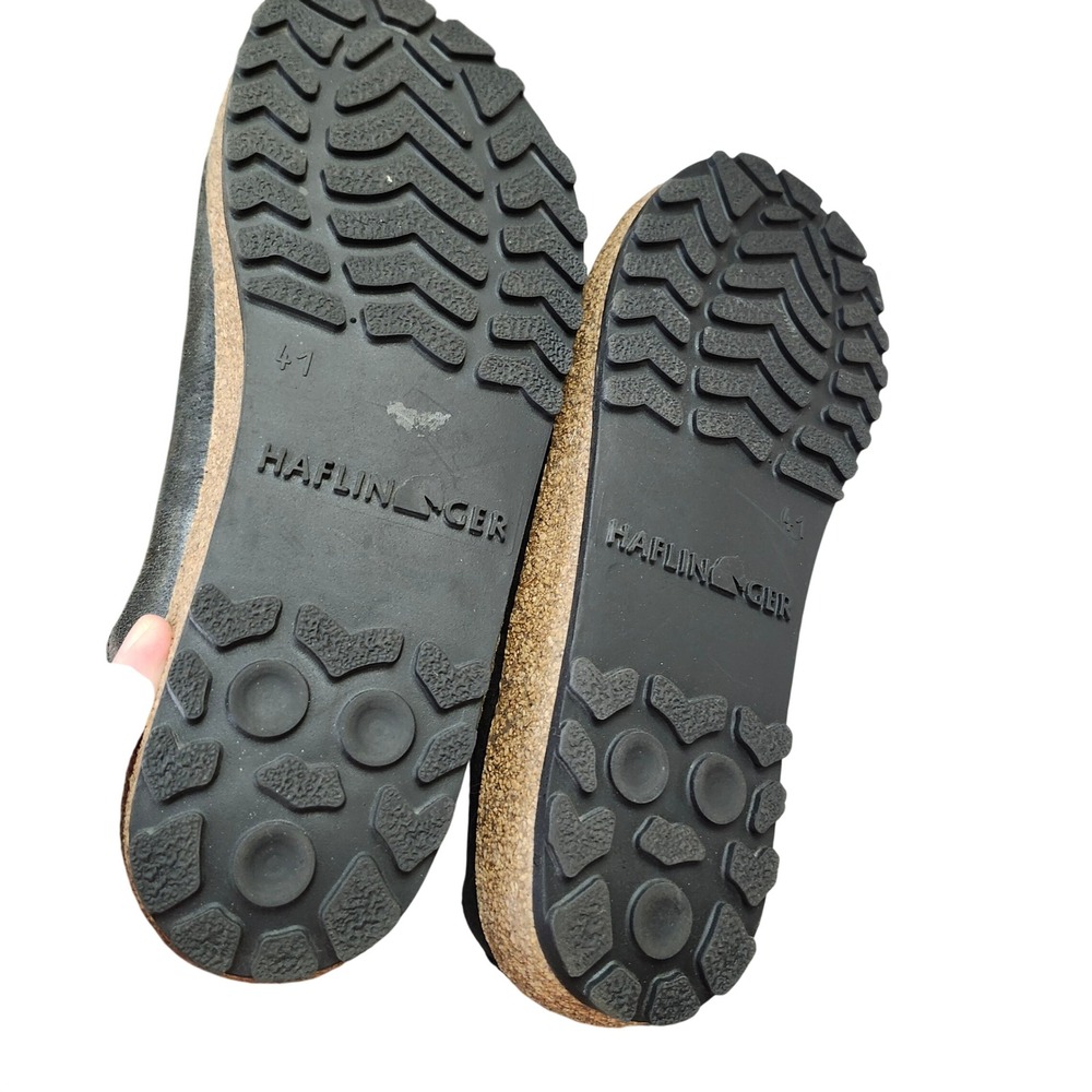 Haflinger Black Leather Cork Clog Mules 10.5 Earthy  Comfy Lagenlook Women - Picture 9 of 12